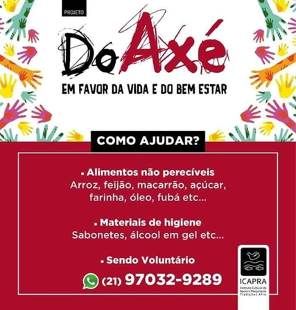Projeto DoAxé durante a pandemia da Covid-19