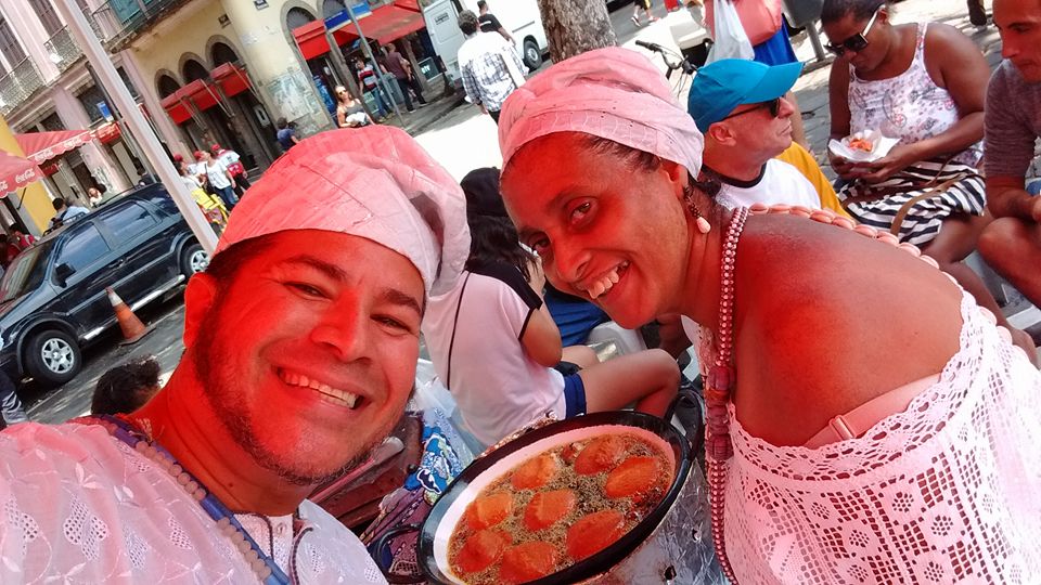 Marcelo Fritz e Maria Aparecida na barraca da Uruguaiana